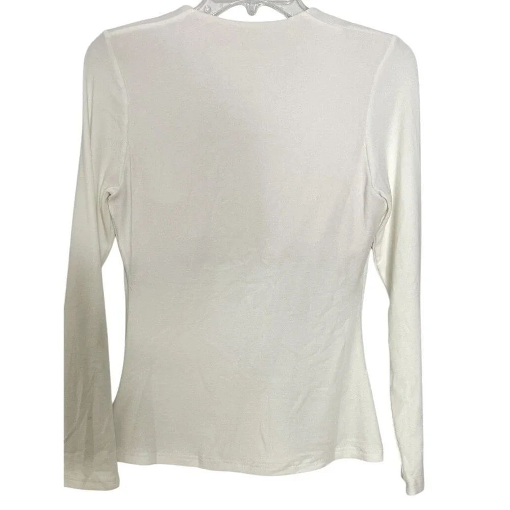 OGL White  V-Neck  Bra Top Tee Long Sleeves Size Large‎ NWT